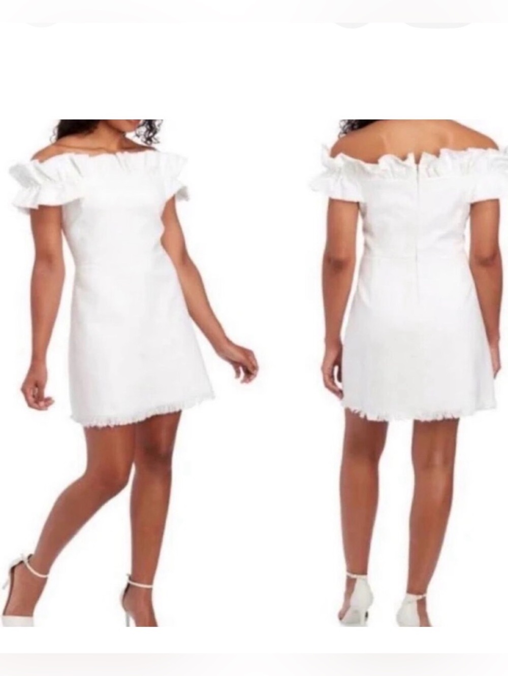 NWT REBECCA TAYLOR Bouclé Slub Suit Dress Off Shoulder Snow White 8 MSRP $495